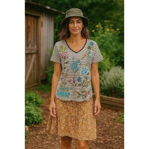 Johnny Was Women Top S Coastal Boho Chic Artisanal Cottage Core  Art to Wear